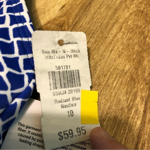 Athleta Halter Tie Wrap Bikini Bathing Swim Suit Top Size XS Blue Geometric - Picture 2 of 6